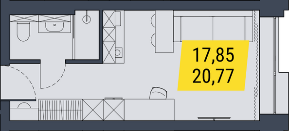 Планировка 1-комн 20,77 м²