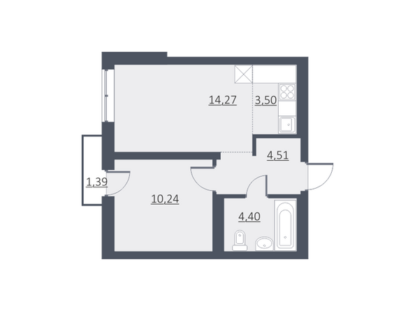 Планировка однокомнатной квартиры 37,14 кв.м