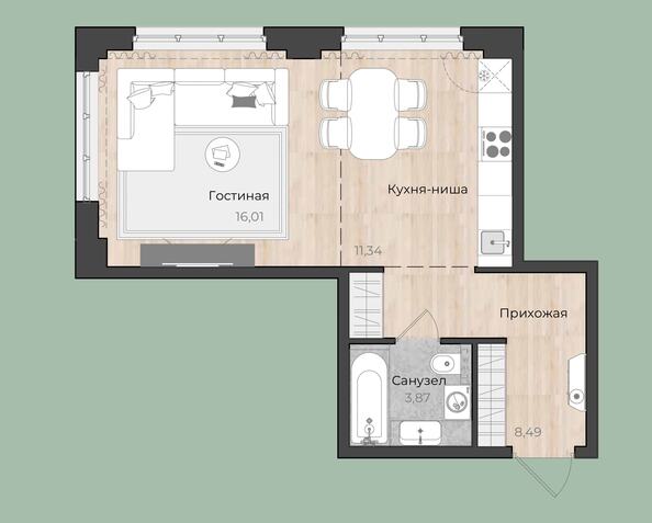Планировка 1-комн 39,71 м²