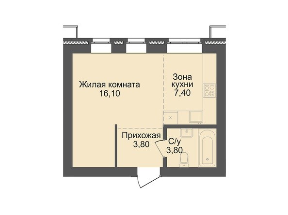 Планировка Студия 30,8, 31,1 м²