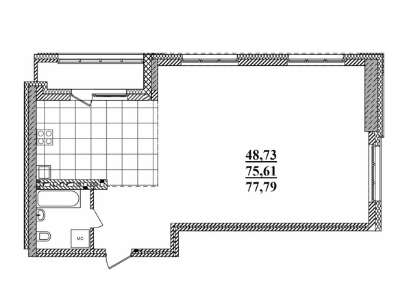 Планировка Студия 77,66 - 78,25 м²