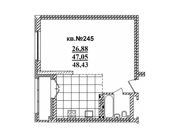 Планировка Студия 48,43 - 48,97 м²