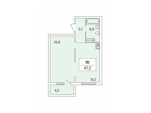 Планировка 1-комн 47,2 м²