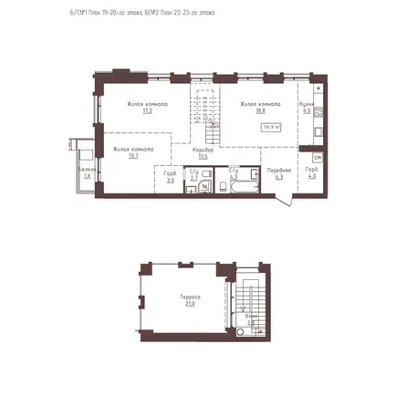 Планировка 3-комн 114,9 м²