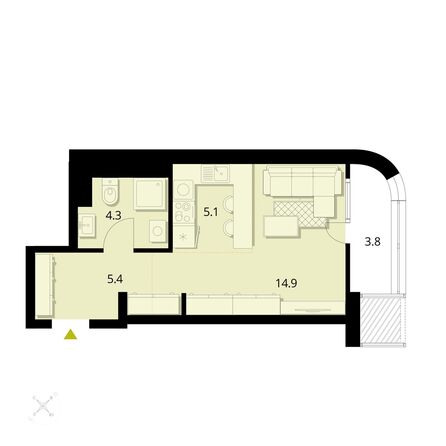 Планировка Студия 33,57 м²