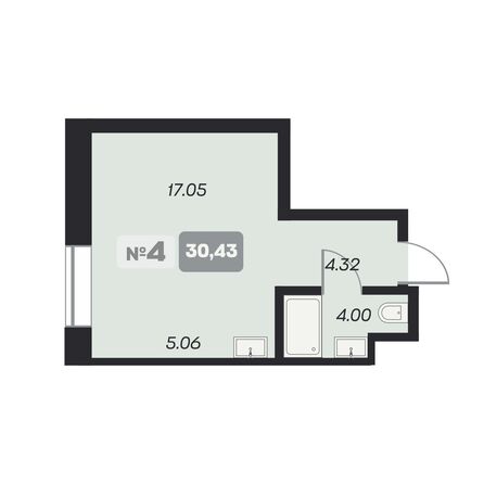 Планировка 2-комн 30,43 м²