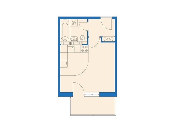 Планировка однокомнатной квартиры 25,55 кв.м