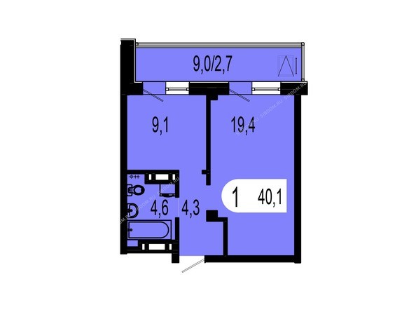 Планировка однокомнатной квартиры 40,1 кв.м