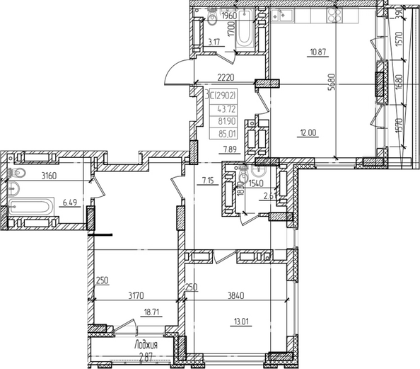 Планировка 2-комн 81,9 м²