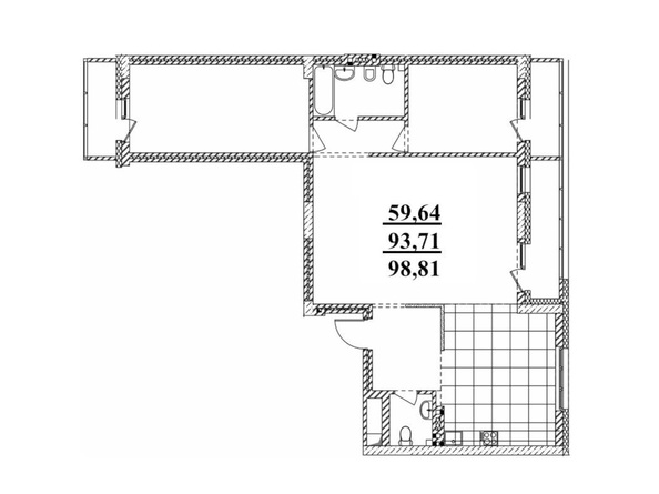 Планировка Студия 93,25 - 98,81 м²