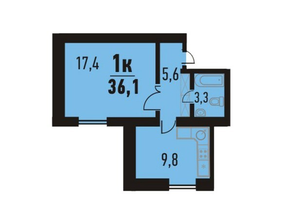 Планировка однокомнатной квартиры 36,1 кв.м