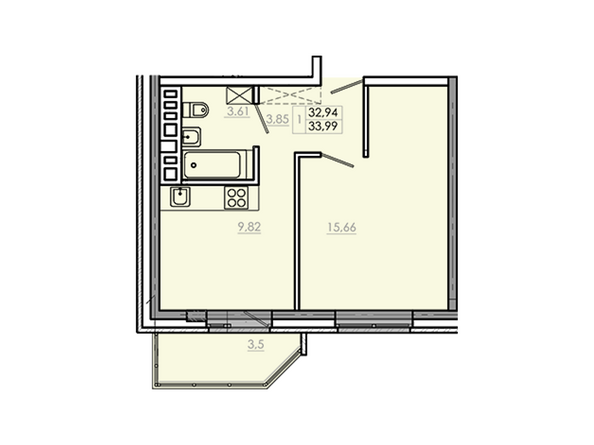 Планировка однокомнатной квартиры 36,44 кв.м