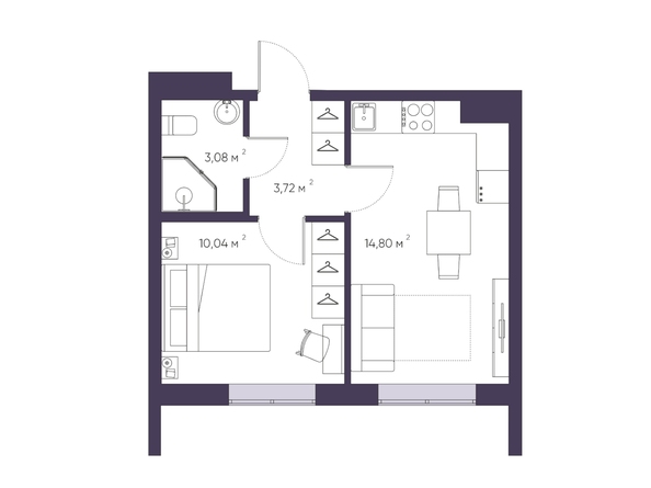 Планировка 1-комн 31,64 м²