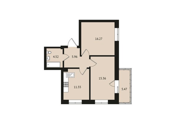 Планировка двухкомнатной квартиры 59,13 кв.м