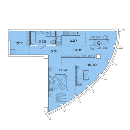 Планировка 2-комн 71,54, 72,18 м²