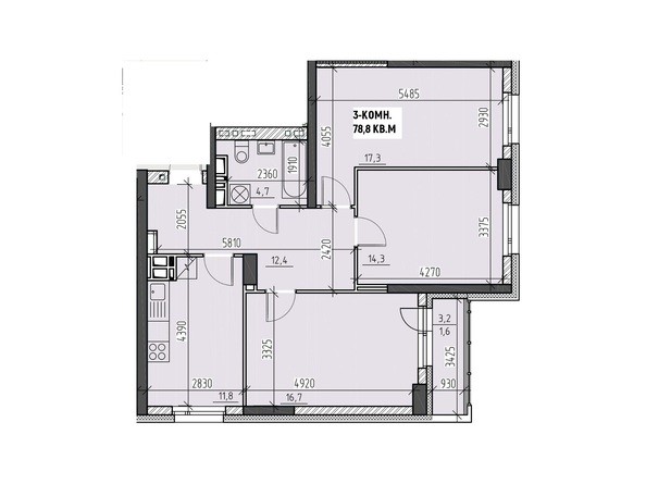 Планировка трехкомнатной квартиры 78,8 кв.м