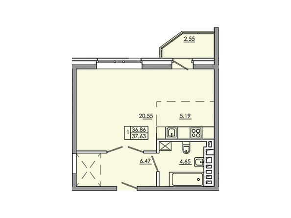Планировка однокомнатной квартиры 39,41 кв.м