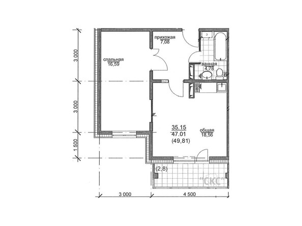 Планировка двухкомнатной квартиры 47 кв.м