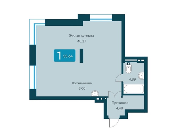 Планировка 1-комн 55,64 м²