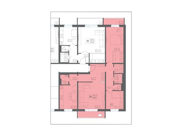 Планировка трехкомнатной квартиры 81,8 кв.м