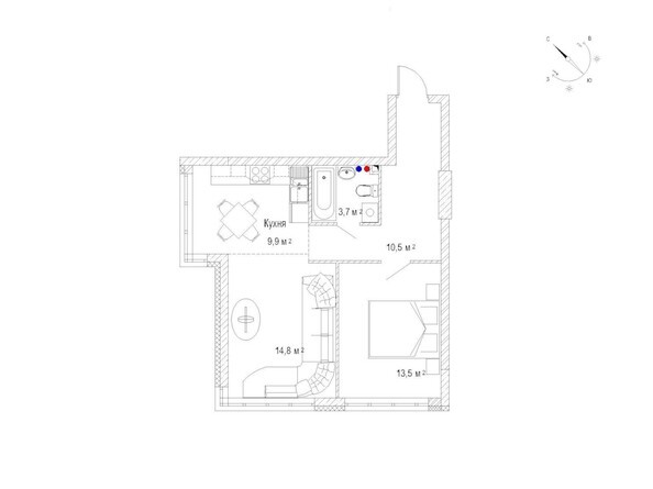 Планировка двухкомнатной квартиры 54 кв.м