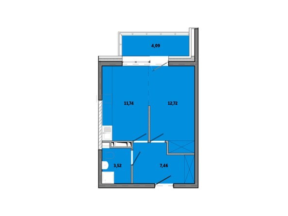 Планировка однокомнатной квартиры 40,13 кв.м