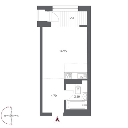 Планировка Студия 26,8 м²