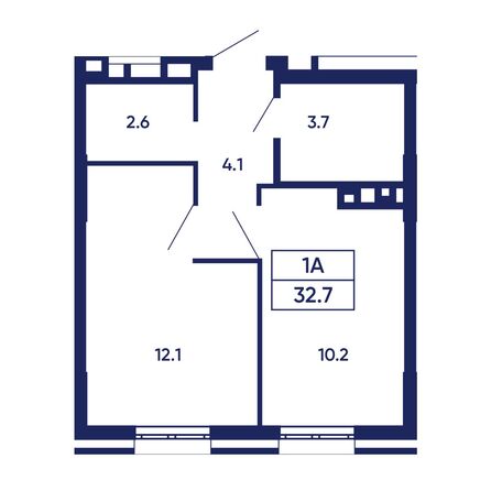 Планировка 1-комн 32,7 м²