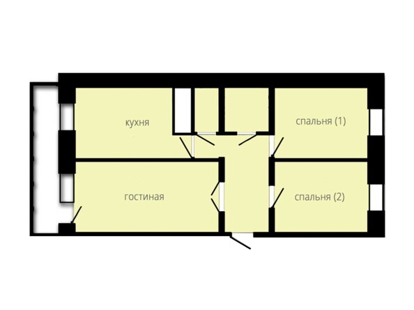 Планировка трехкомнатной квартиры 67,25 кв.м