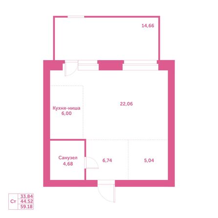 Планировка Студия 59,18 м²