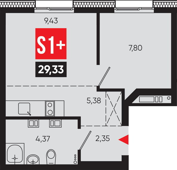 Планировка  29,33 м²