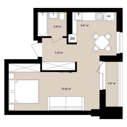 Планировка Студия 41,06 м²