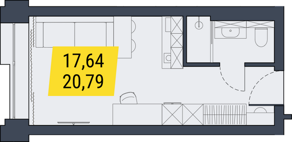 Планировка 1-комн 20,79 м²