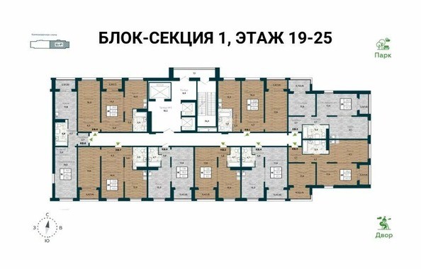 План 19-25 этажа 1 подъезд