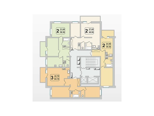 Планировка 3-9 этажей