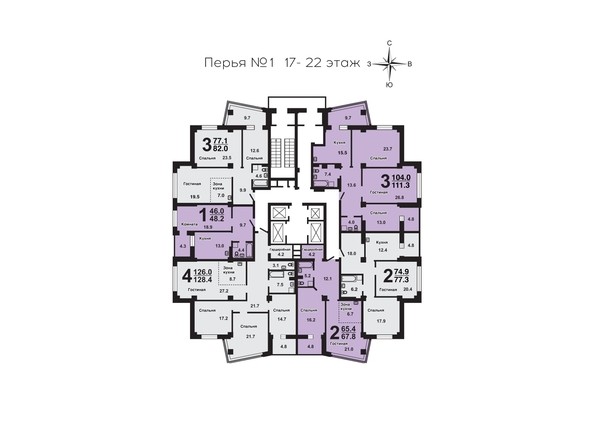 План 17-22 этажей