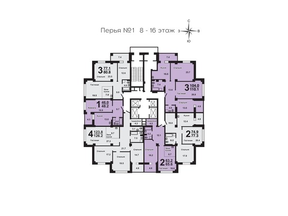План 8-16 этажей