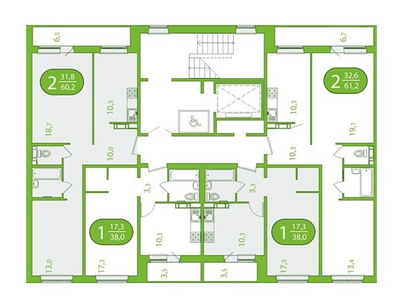 Типовой план этажа 2 подъезд