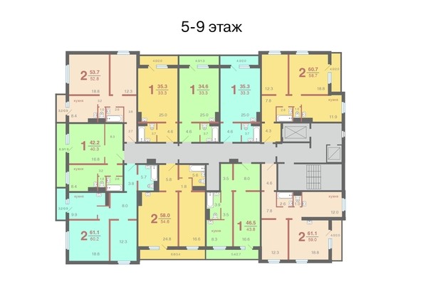 Типовая планировка 5-9 этажа
