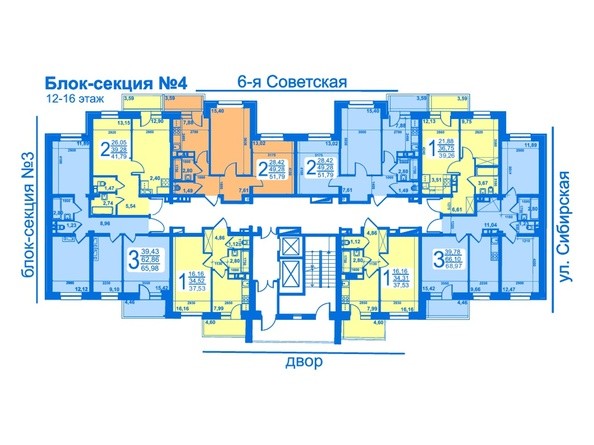 Планировка 12-16 этажей