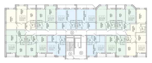 Типовая планировка 2-8 этажей, подъезд 1