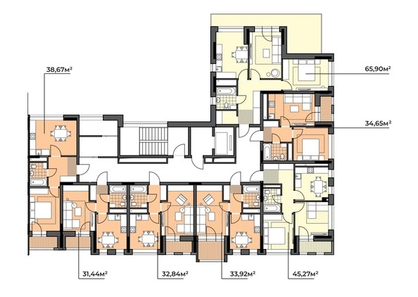 Типовая планировка этажа секция 3