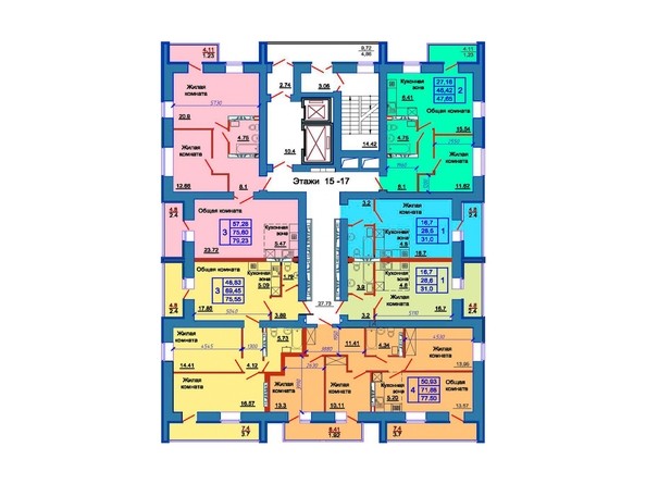 Планировка 15-17 этажей