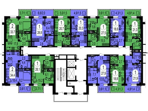 Секция 2. Планировка типового этажа.