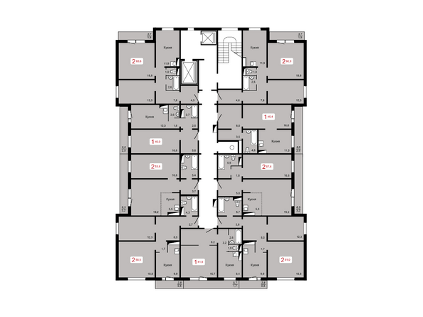 Планировка 3-16 этажей