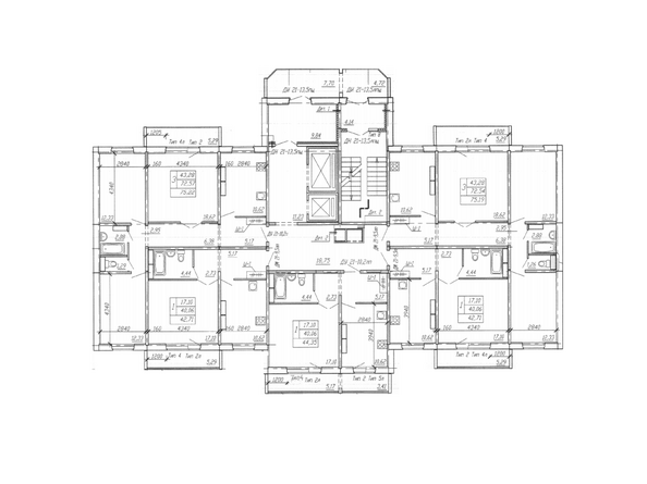 Блок-секция 1. Планировка 11-13 этажей