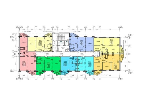 Блок-секция 1. Планировка 3-8 этажей
