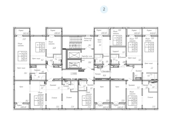 Типовой план этажа 2 подъезд