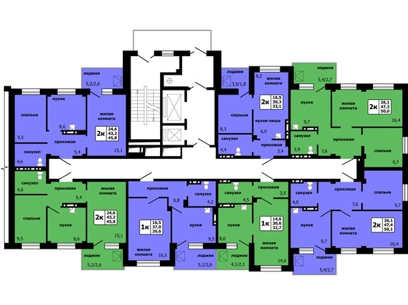 Типовая планировка этажа Секция 1