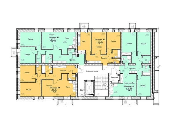 Планировка 2-3 этажей 1 подъезд